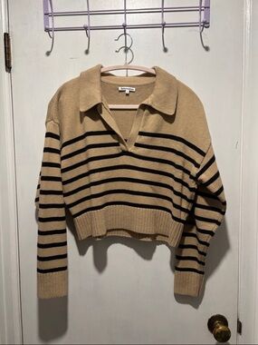 REFORMATION Francisco crop stripe polo sweater